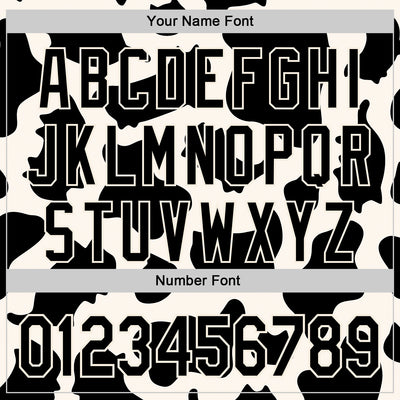 Custom Black Black-Cream 3D Tobe Fonseca Cow Pattern Cat Authentic Baseball Jersey