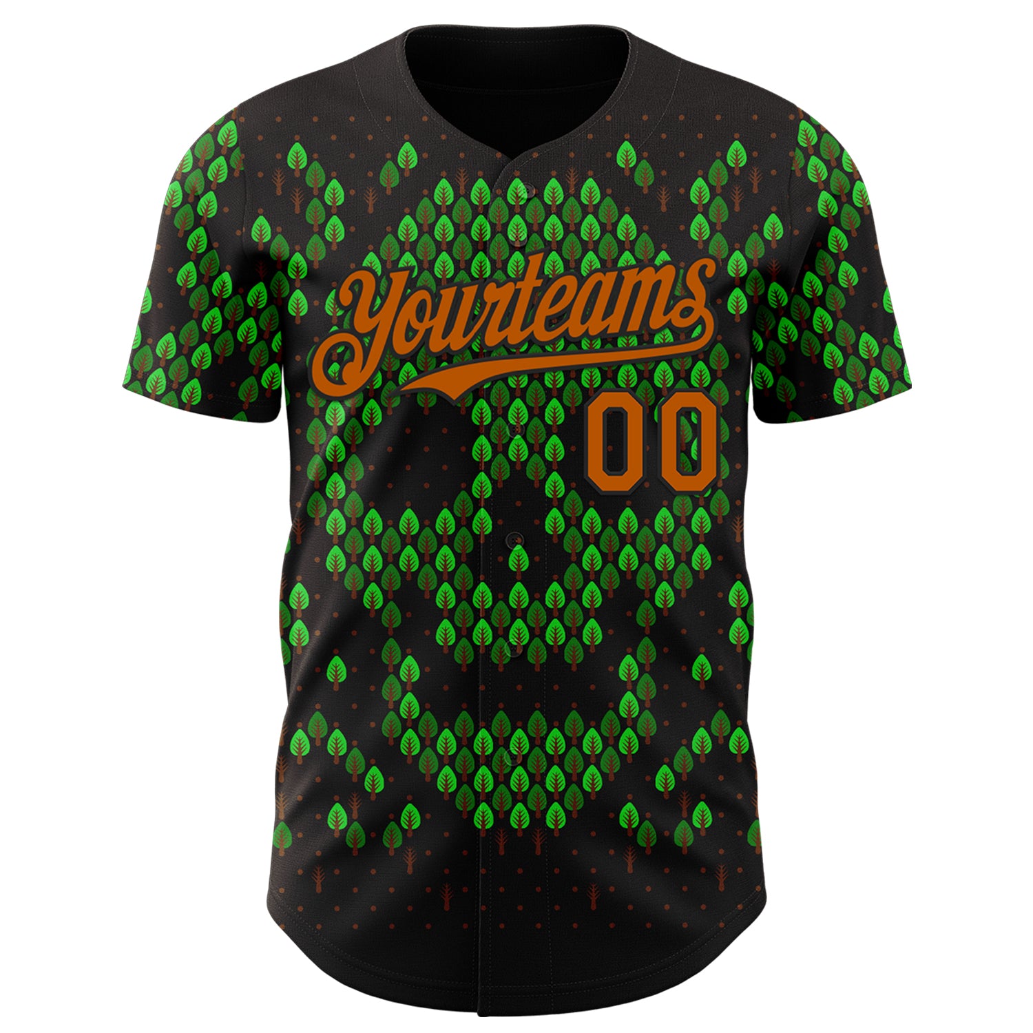 Custom Green Texas Orange-Black 3D Tobe Fonseca Deforestation Brown Skull Authentic Baseball Jersey