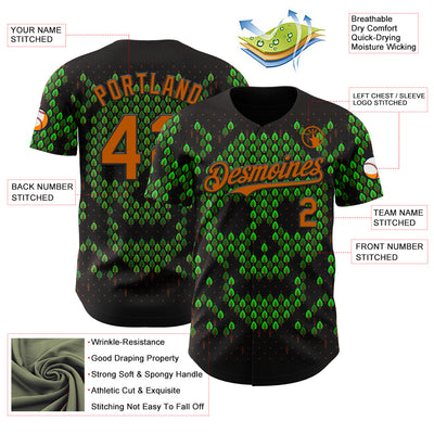 Custom Green Texas Orange-Black 3D Tobe Fonseca Deforestation Brown Skull Authentic Baseball Jersey