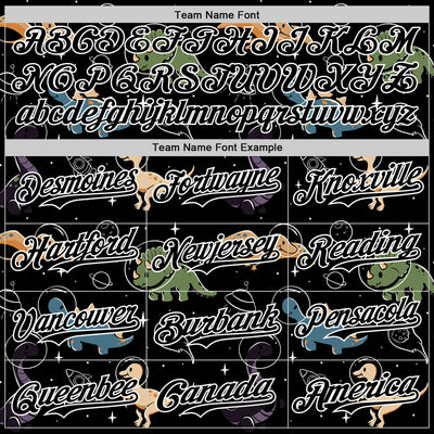 Custom Black Black-White 3D Tobe Fonseca Dinostellar Space Dinosaurs Authentic Baseball Jersey