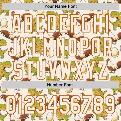 Custom Cream Cream-Texas Orange 3D Tobe Fonseca Egg Chicken and Dinossaur Authentic Baseball Jersey