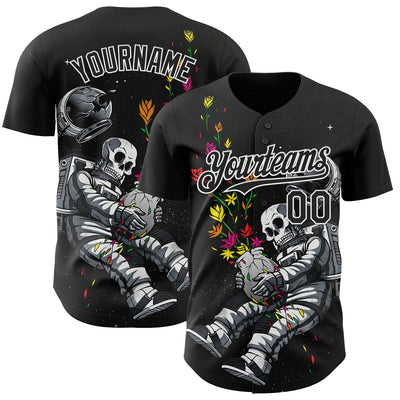 Custom Black Black-White 3D Tobe Fonseca End of Humanity Astronaut Authentic Baseball Jersey