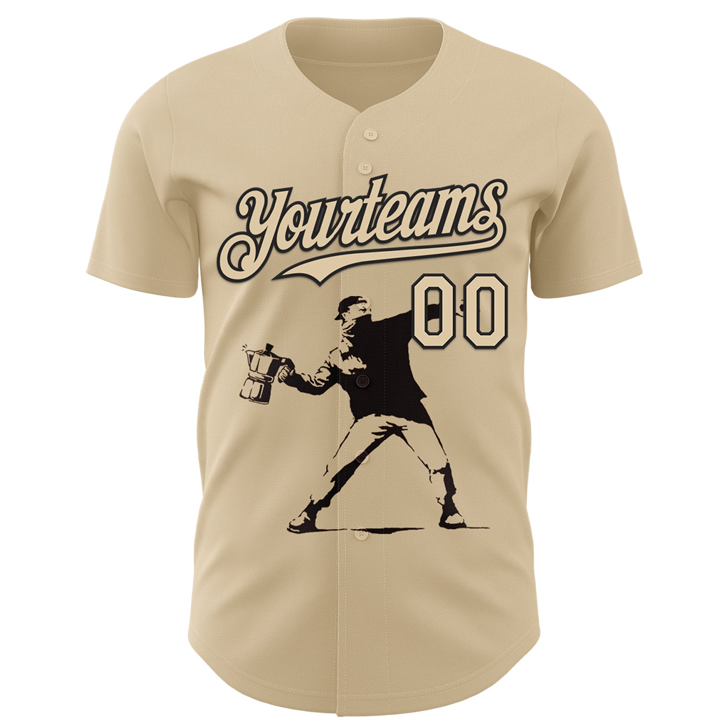 Custom City Cream City Cream-Black 3D Tobe Fonseca Flower Thrower Coffee Molotov Authentic Baseball Jersey