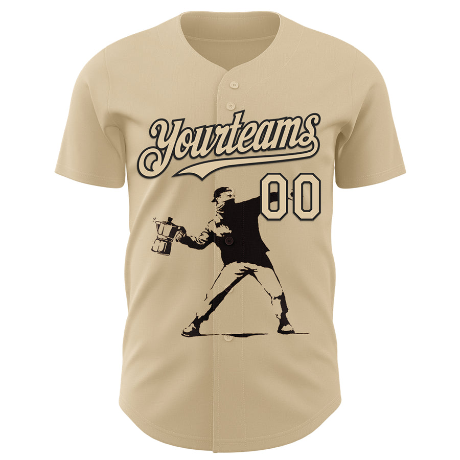 Custom City Cream City Cream-Black 3D Tobe Fonseca Flower Thrower Coffee Molotov Authentic Baseball Jersey