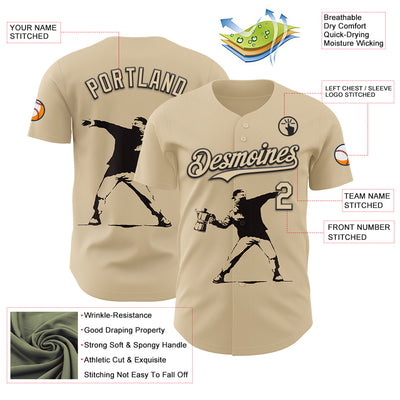 Custom City Cream City Cream-Black 3D Tobe Fonseca Flower Thrower Coffee Molotov Authentic Baseball Jersey