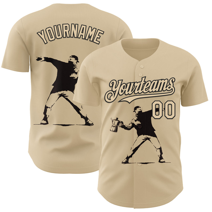 Custom City Cream City Cream-Black 3D Tobe Fonseca Flower Thrower Coffee Molotov Authentic Baseball Jersey