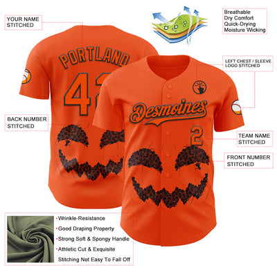 Custom Orange Orange-Black 3D Tobe Fonseca Halloween Pumpkin Cat Authentic Baseball Jersey