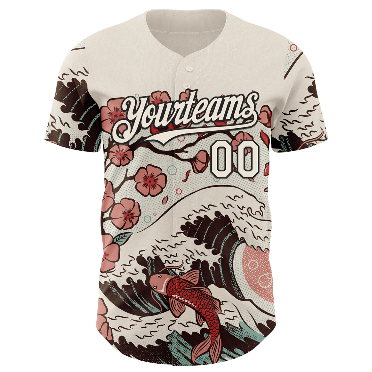 Custom Cream Cream-Black 3D Tobe Fonseca Japanese Anime Koi Flower Authentic Baseball Jersey