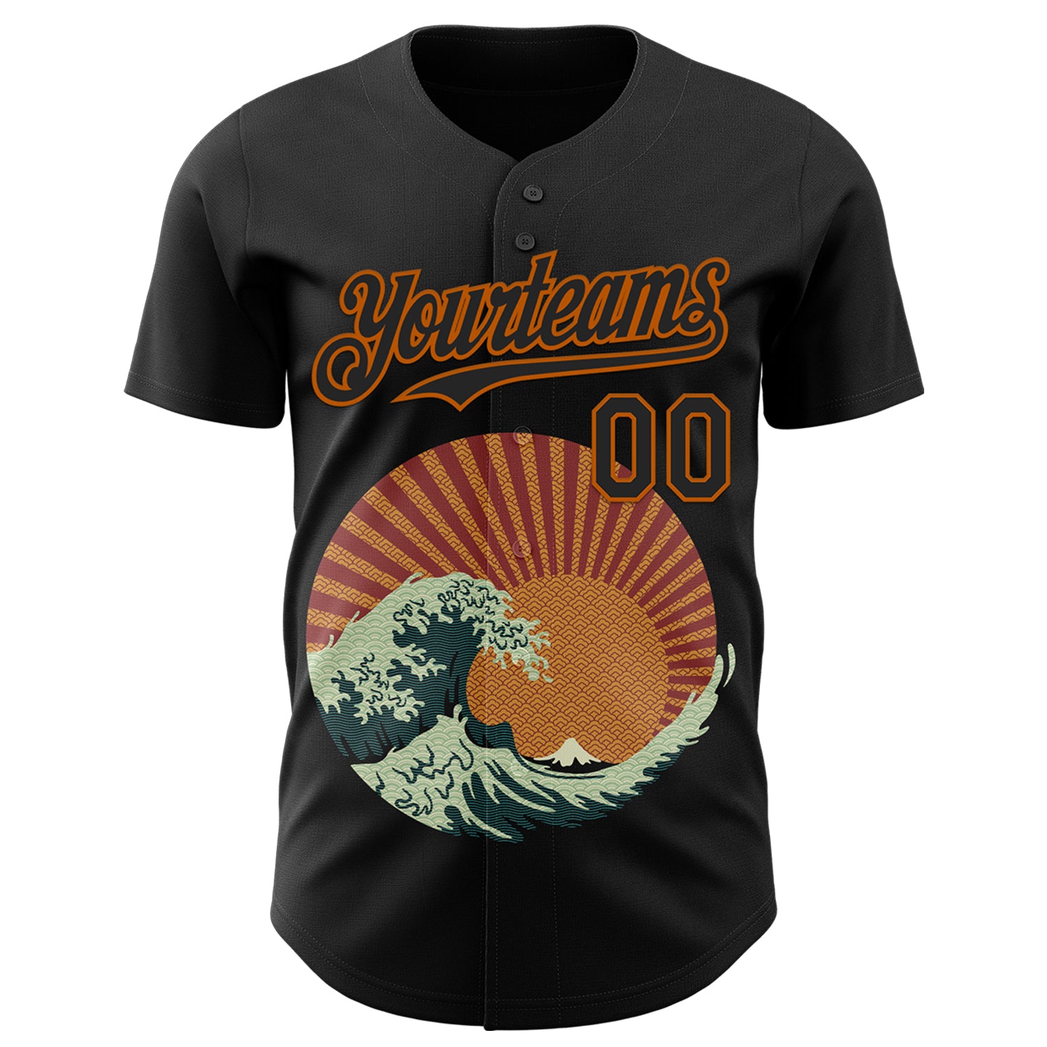 Custom Black Black-Texas Orange 3D Tobe Fonseca Kanagawa Wave Japanese Authentic Baseball Jersey