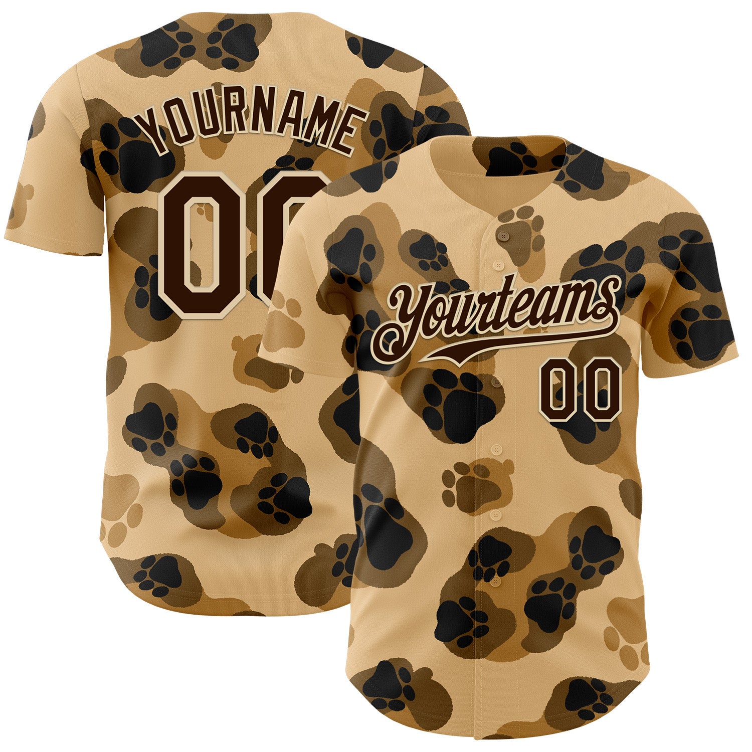 Custom Brown City Cream 3D Tobe Fonseca Leopard Paws Cute Authentic Baseball Jersey