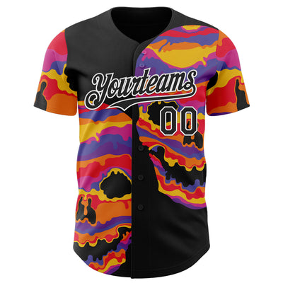 Custom Black Black-White 3D Tobe Fonseca Melting Inside Skull Authentic Baseball Jersey