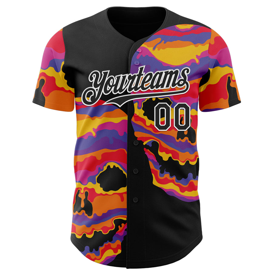 Custom Black Black-White 3D Tobe Fonseca Melting Inside Skull Authentic Baseball Jersey