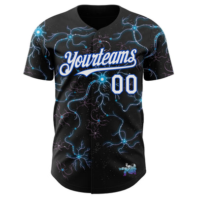 Custom Black White-Thunder Blue 3D Tobe Fonseca Neuron Galaxy Authentic Baseball Jersey