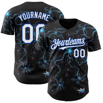 Custom Black White-Thunder Blue 3D Tobe Fonseca Neuron Galaxy Authentic Baseball Jersey