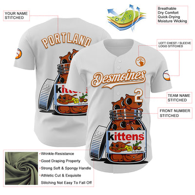Custom White White-Texas Orange 3D Tobe Fonseca Nutella Cat Authentic Baseball Jersey