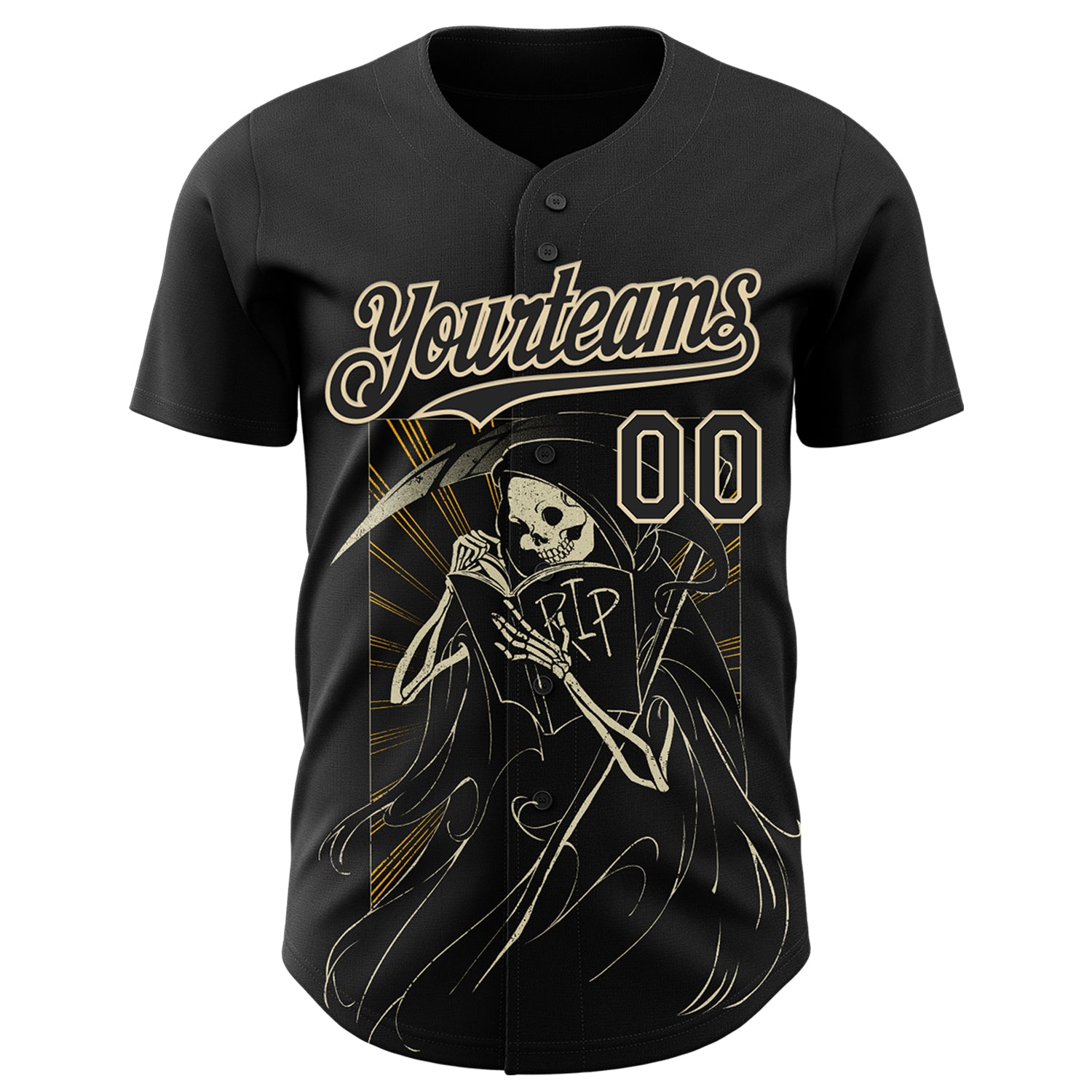 Custom Black Black-Cream 3D Tobe Fonseca Read in Peace Death Book Reader Authentic Baseball Jersey