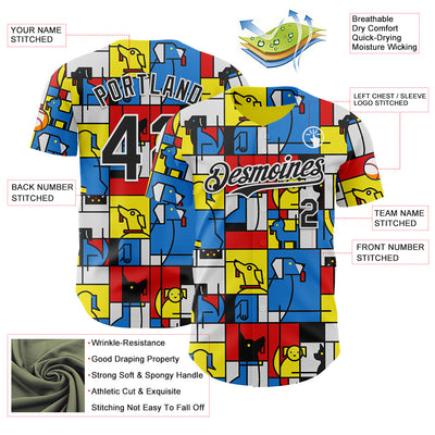 Custom Blue Black-White 3D Tobe Fonseca The Mondrian Dogs Authentic Baseball Jersey