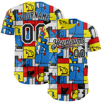 Custom Blue Black-White 3D Tobe Fonseca The Mondrian Dogs Authentic Baseball Jersey