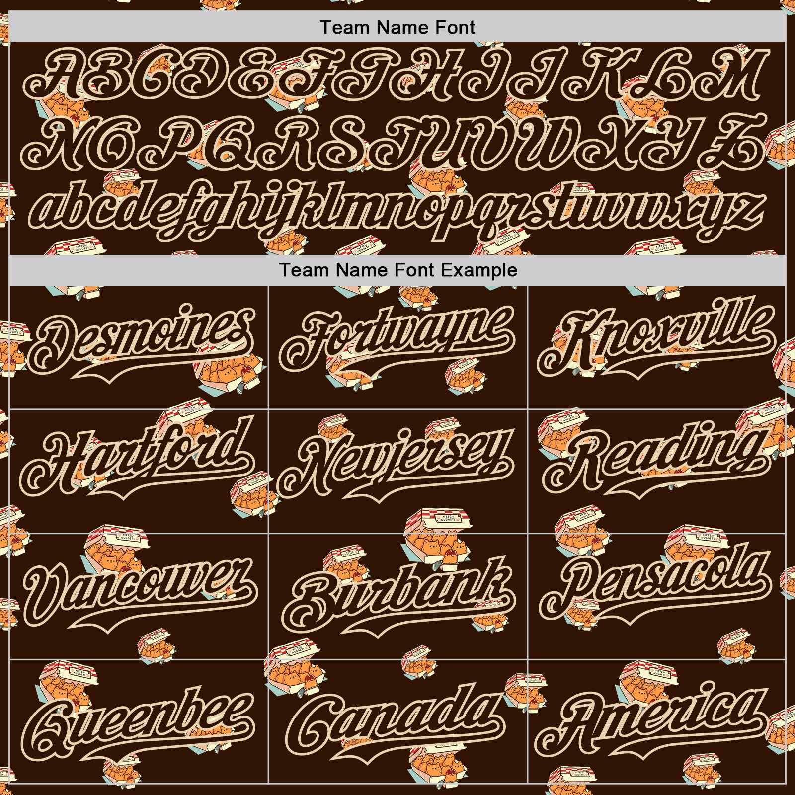 Custom Brown Brown-City Cream 3D Tobe Fonseca Kitten Nuggets Fast Food Cat Authentic Baseball Jersey