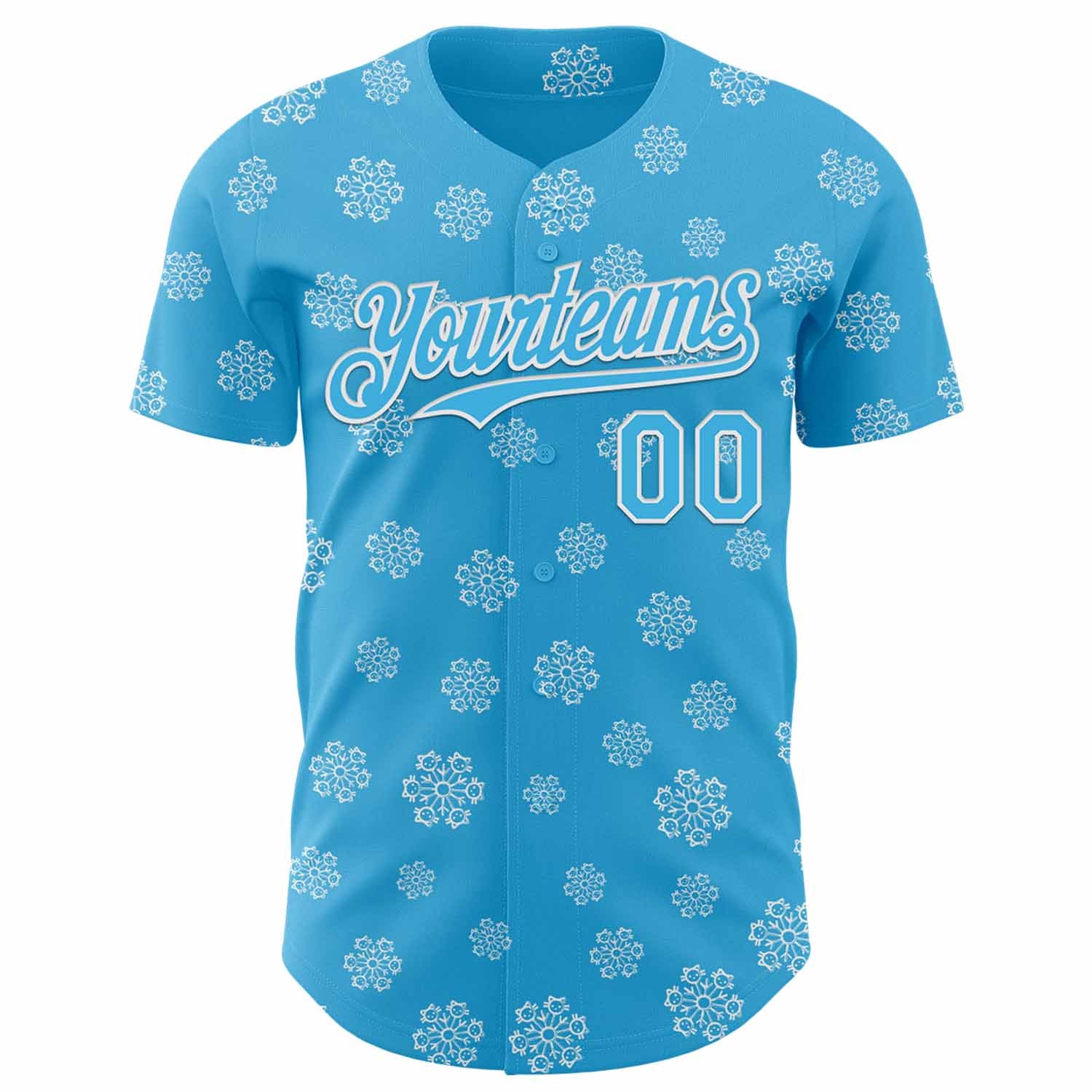 Custom Sky Blue Sky Blue-White 3D Tobe Fonseca Snowflake Cat Winter Authentic Baseball Jersey