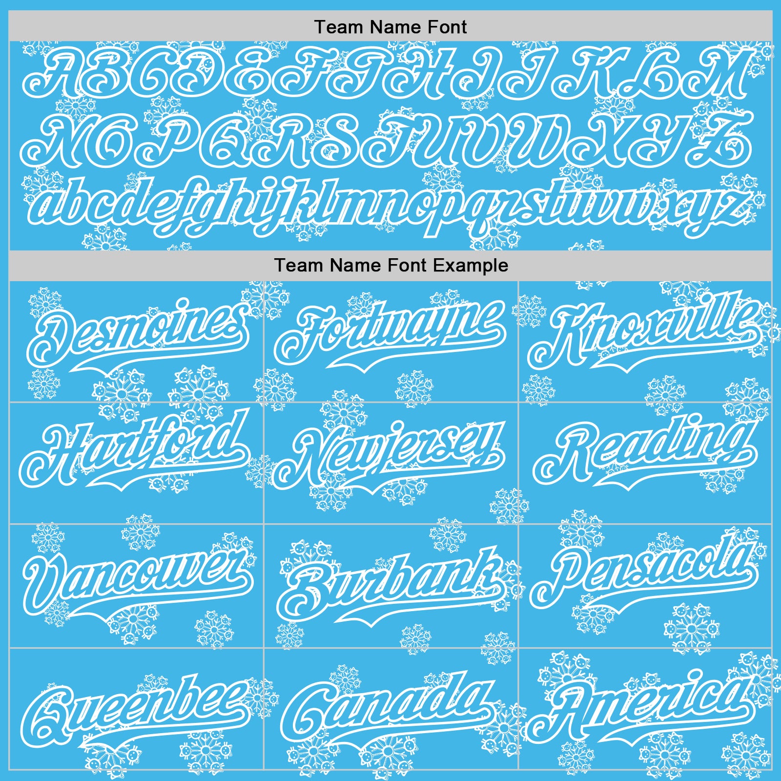 Custom Sky Blue Sky Blue-White 3D Tobe Fonseca Snowflake Cat Winter Authentic Baseball Jersey