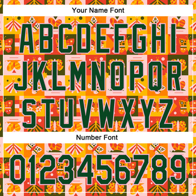 Custom Stitched Bay Orange Green-Light Pink 3D Ambartive Checkered Butterfly Pattern Sports Pullover Sweatshirt Hoodie