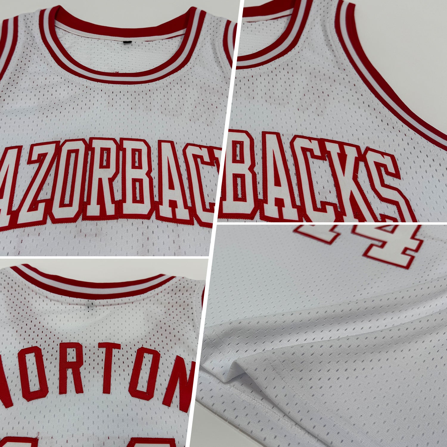 Custom White White-Red Authentic Throwback Basketball Jersey