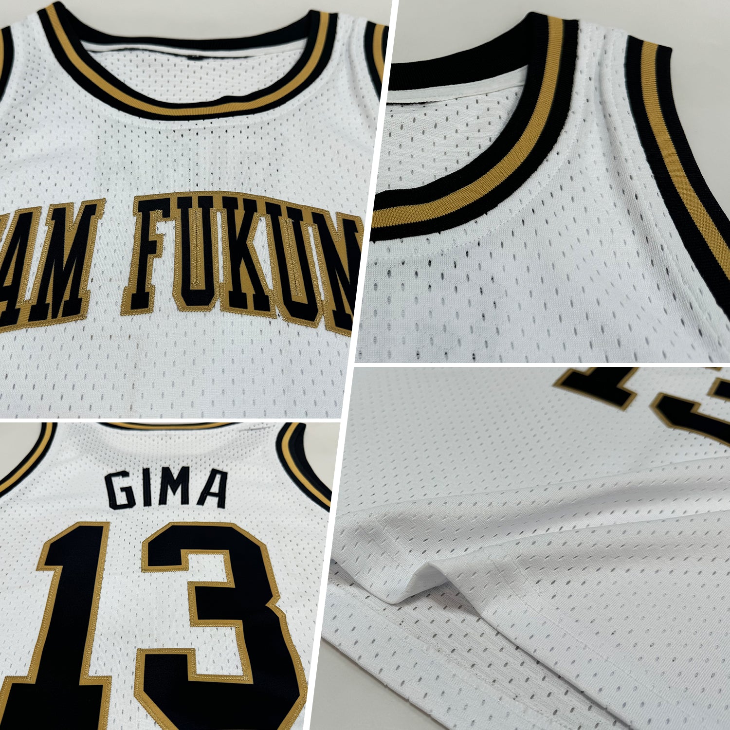 Custom White Black-Old Gold Authentic Throwback Basketball Jersey