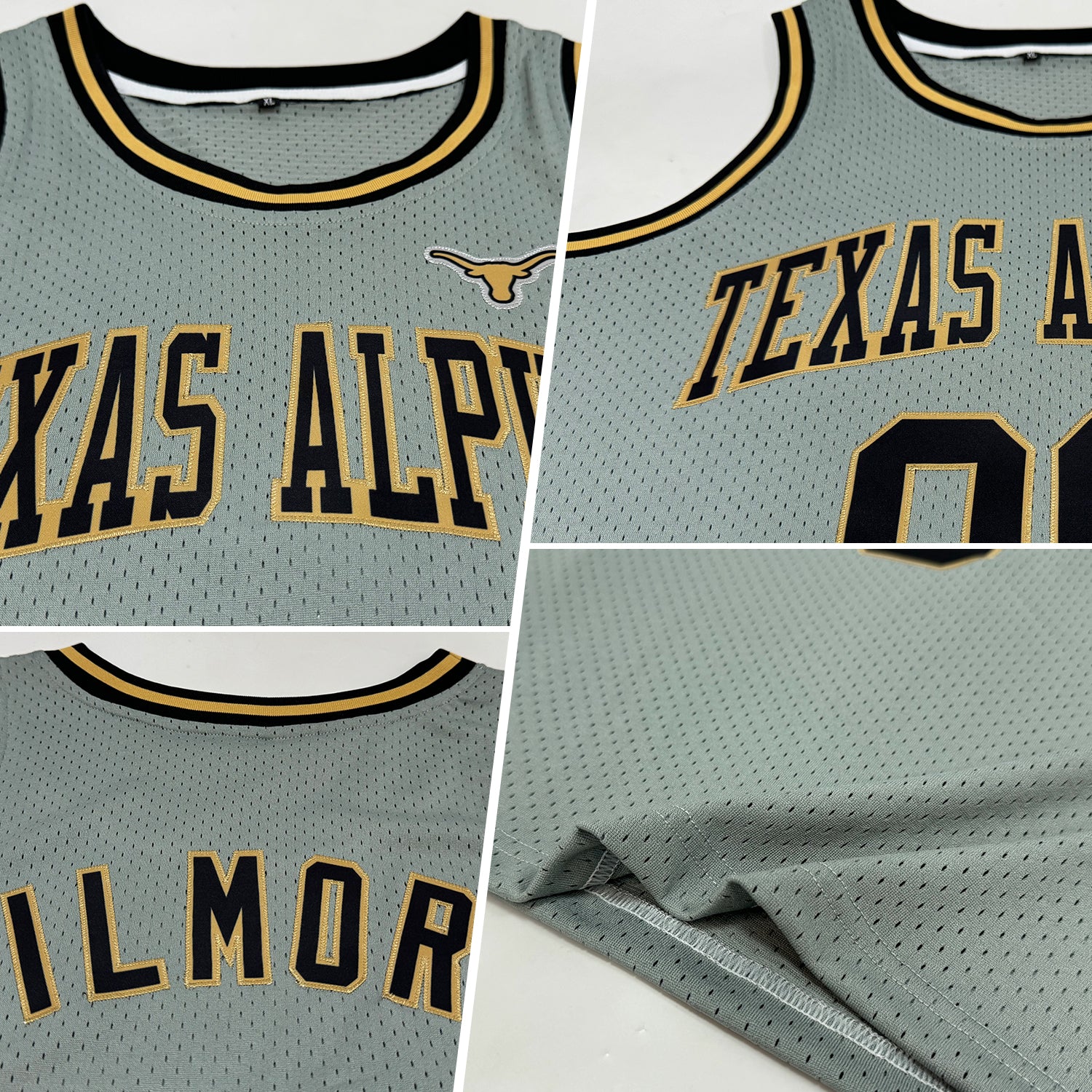 Custom Gray Black-Old Gold Authentic Throwback Basketball Jersey