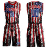 Custom White Royal-Red American Flag Fashion Round Neck Sublimation Basketball Suit Jersey