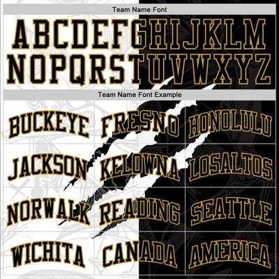 Custom Graffiti Pattern Black Old Gold-White Scratch Round Neck Sublimation Basketball Suit Jersey