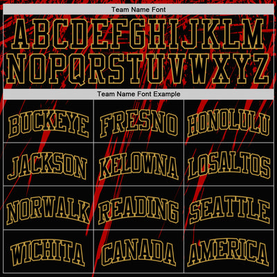 Custom Black Red-Old Gold Splash Round Neck Sublimation Basketball Suit Jersey