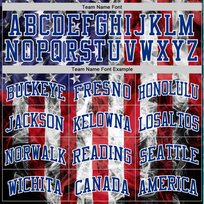 Custom White Red-Royal American Flag Round Neck Sublimation Basketball Suit Jersey