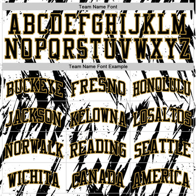 Custom White Black-Old Gold Abstract Sharp Shape Fragment Art Round Neck Sublimation Basketball Suit Jersey