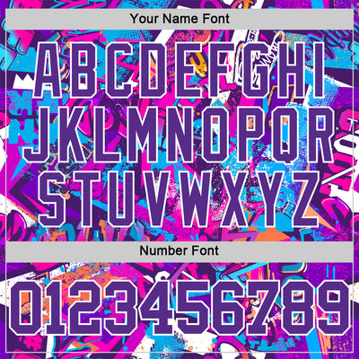 Custom Graffiti Pattern Purple-White Splash Round Neck Sublimation Basketball Suit Jersey