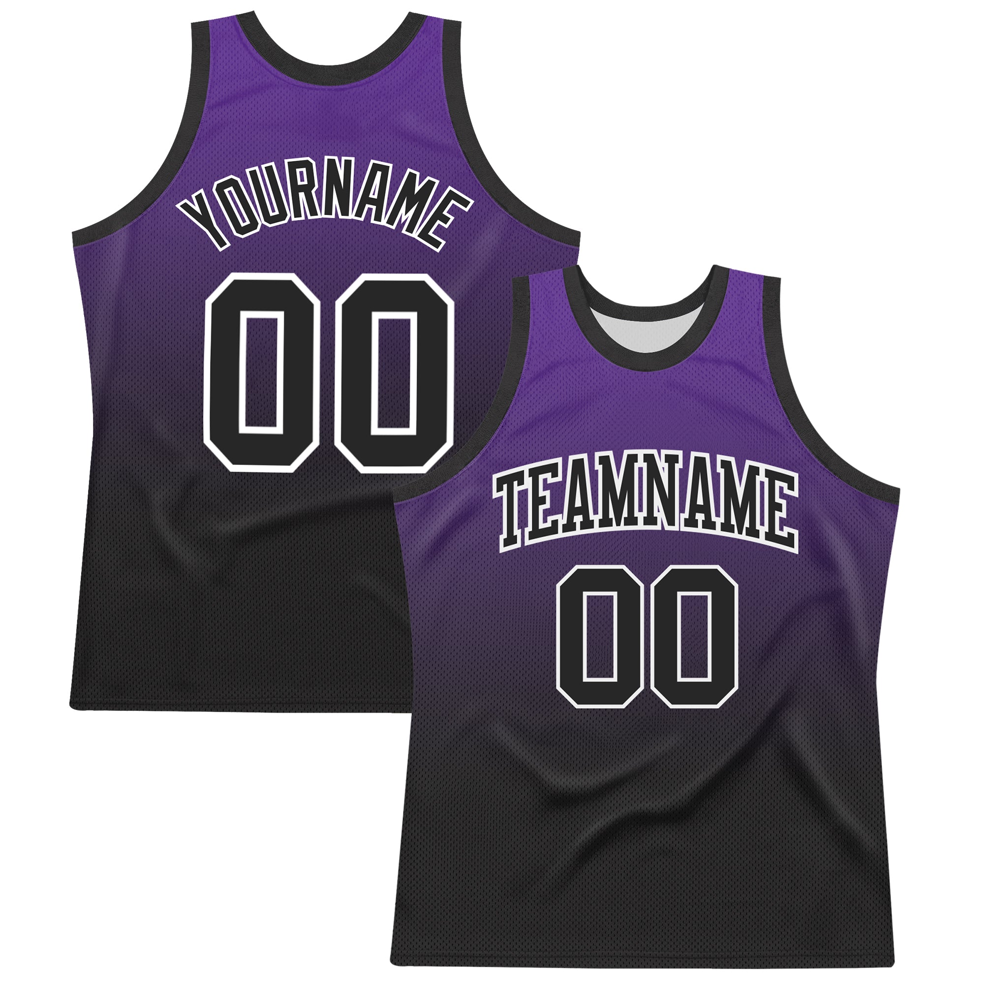 Custom Purple Black-White Fade Fashion Round Neck Sublimation Basketball Suit Jersey