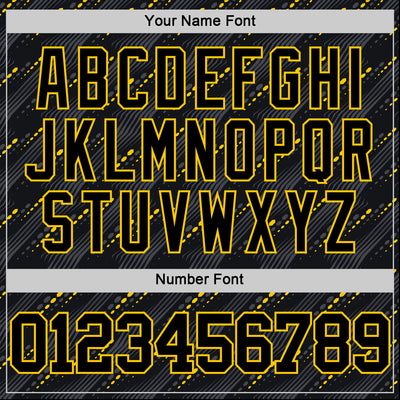 Custom Black Yellow Slant Lines Round Neck Sublimation Basketball Suit Jersey