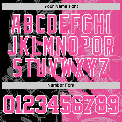 Custom Graffiti Pattern Pink Black-White Scratch Round Neck Sublimation Basketball Suit Jersey