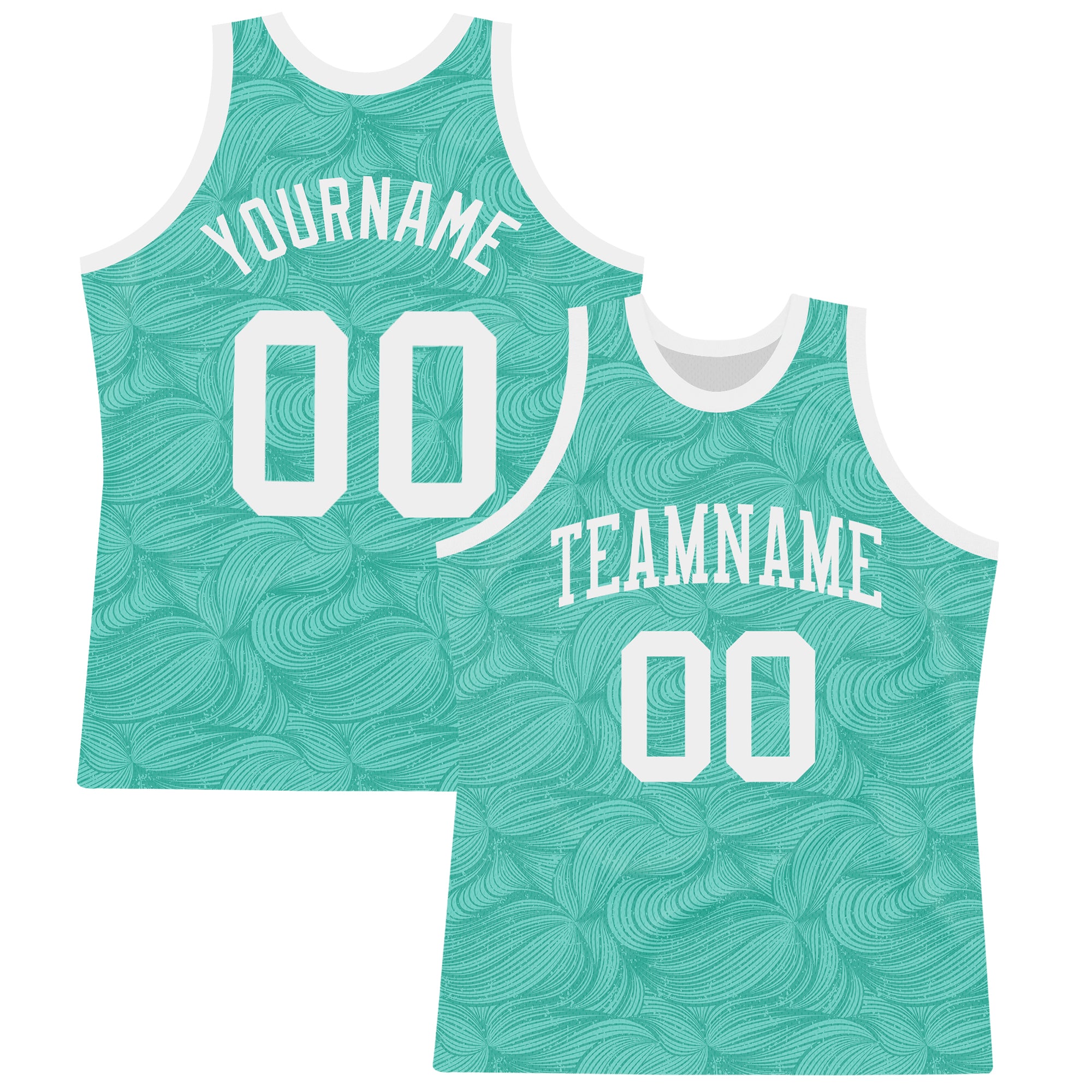 Custom Aqua White Fluid Art Round Neck Sublimation Basketball Suit Jersey