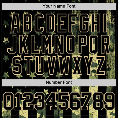 Custom Camo Black-Vegas Gold American Flag Round Neck Sublimation Salute To Service Basketball Suit Jersey