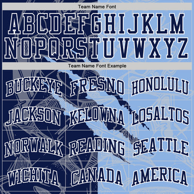 Custom Graffiti Pattern Navy Light Blue-White Scratch Round Neck Sublimation Basketball Suit Jersey