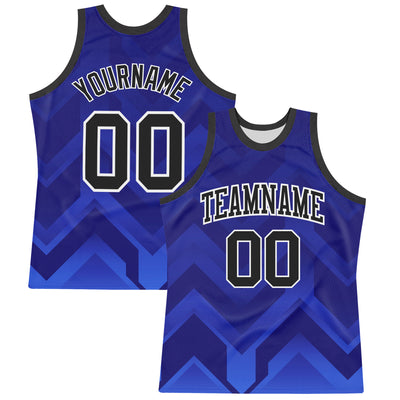 Custom Dark Purple Black Royal-White Geometric Shape Round Neck Sublimation Basketball Suit Jersey