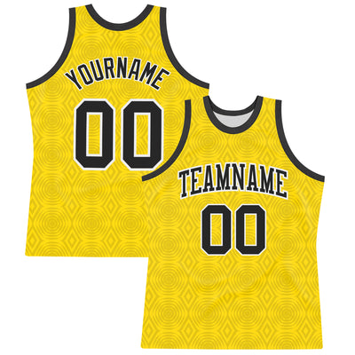 Custom Gold Black-White Geometric Shape Round Neck Sublimation Basketball Suit Jersey