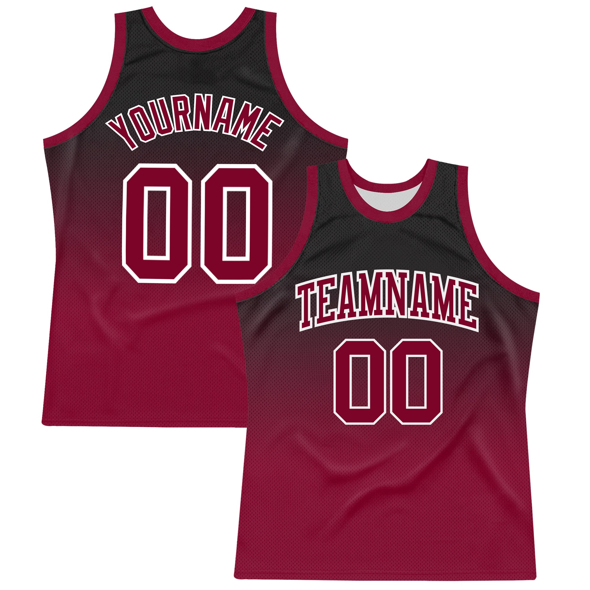 Custom Black Crimson-White Fade Fashion Round Neck Sublimation Basketball Suit Jersey
