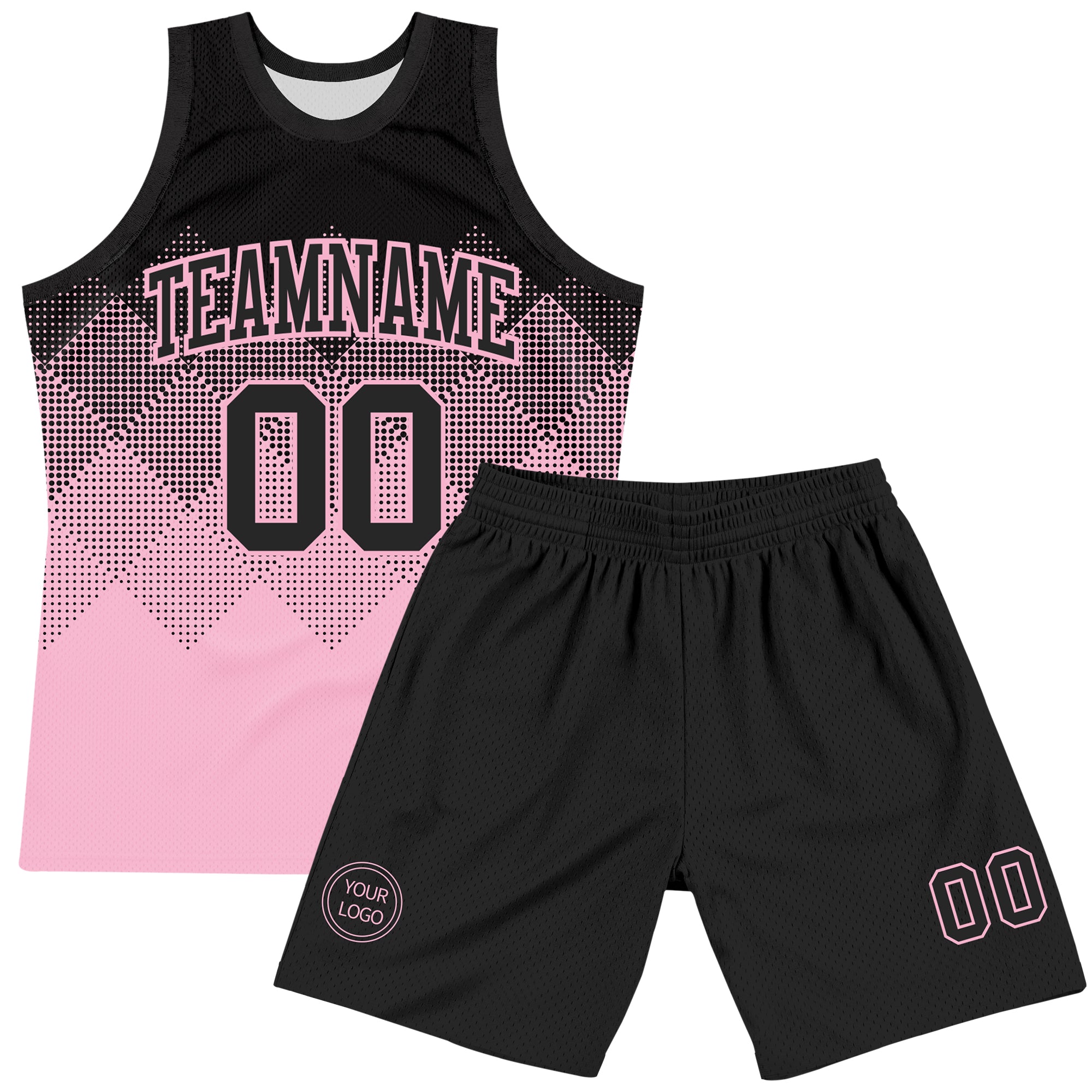Custom Suit Basketball Suit Jersey Black Light Pink Gradient