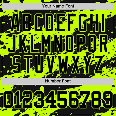 Custom Black Neon Green Splash Round Neck Sublimation Basketball Suit Jersey