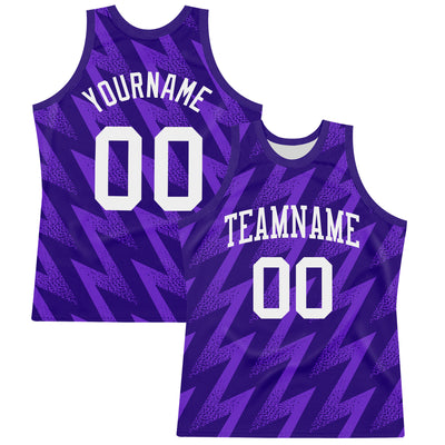 Custom Purple White Zigzag Shape Round Neck Sublimation Basketball Suit Jersey