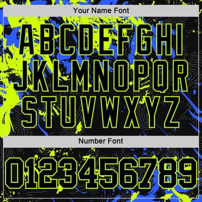 Custom Black Neon Green-Royal Splash Round Neck Sublimation Basketball Suit Jersey