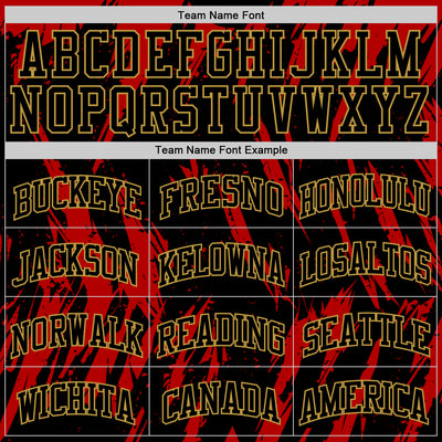 Custom Black Red-Old Gold Splash Round Neck Sublimation Basketball Suit Jersey