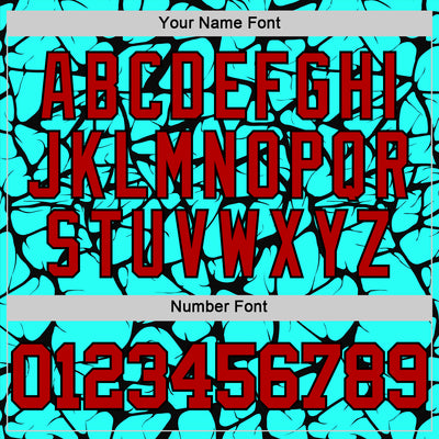 Custom Aqua Red-Black Abstract Network Round Neck Sublimation Basketball Suit Jersey
